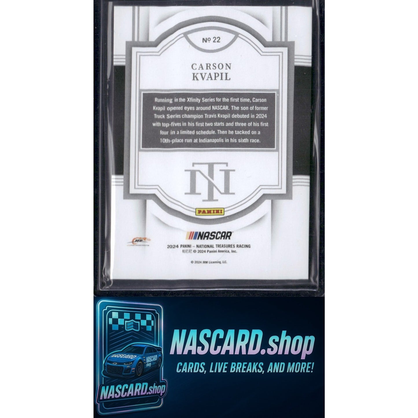 2024 Panini National Treasures #22 Carson Kvapil Holo Silver #/25 RC