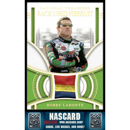 2024 Panini National Treasures Bobby Labonte Race Used Firesuit Holo Gold #/10 - NASCARD.shop