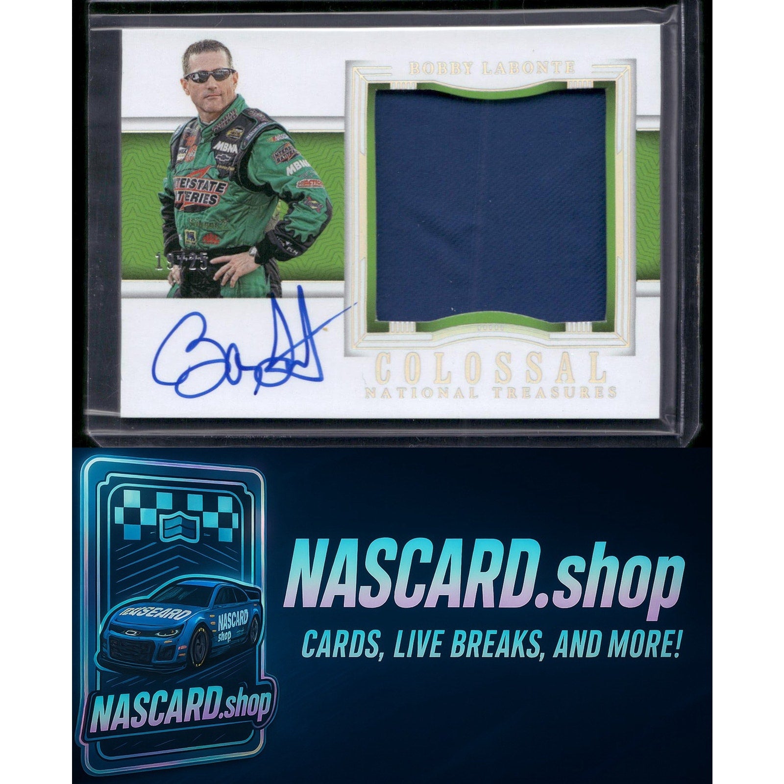 2024 National Treasures Bobby Labonte Colossal Material Auto Holo Silver #/25 - NASCARD.shop