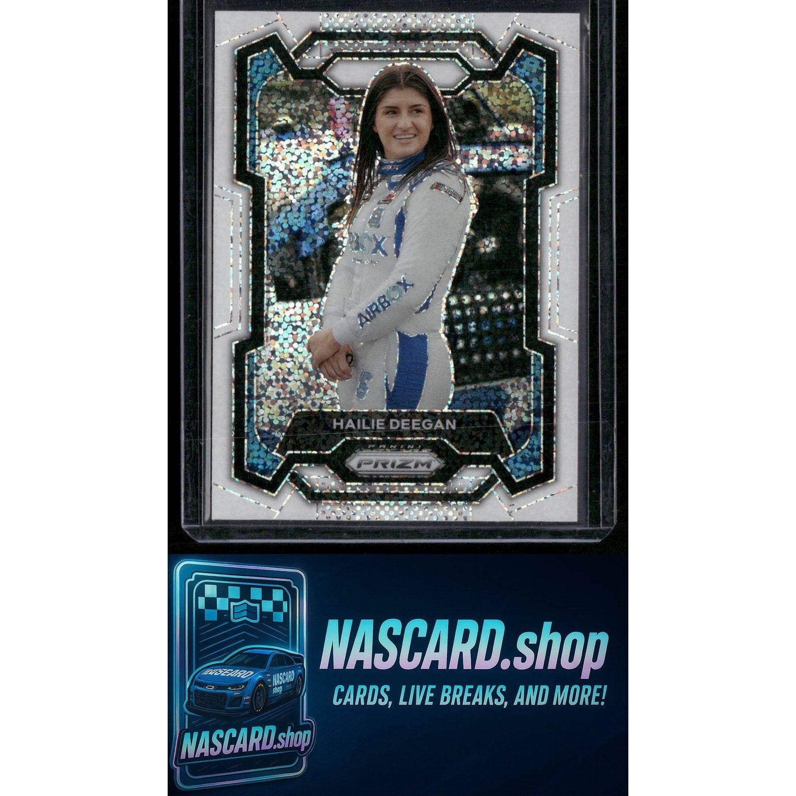 2024 Panini Prizm #16 Hailie Deegan White Sparkle - NASCARD.shop