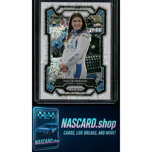 2024 Panini Prizm #16 Hailie Deegan White Sparkle - NASCARD.shop