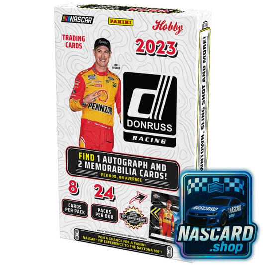 2023 Panini Donruss NASCAR Racing Sealed Hobby Box – 24 Packs · Avg. 1 Autograph & 2 Memorabilia Hits