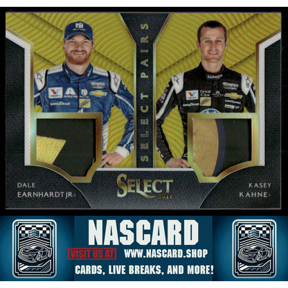 2017 Panini Select Dale Earnhardt Jr. Kasey Kahne Select Pairs Gold Prizms #/10 - NASCARD.shop
