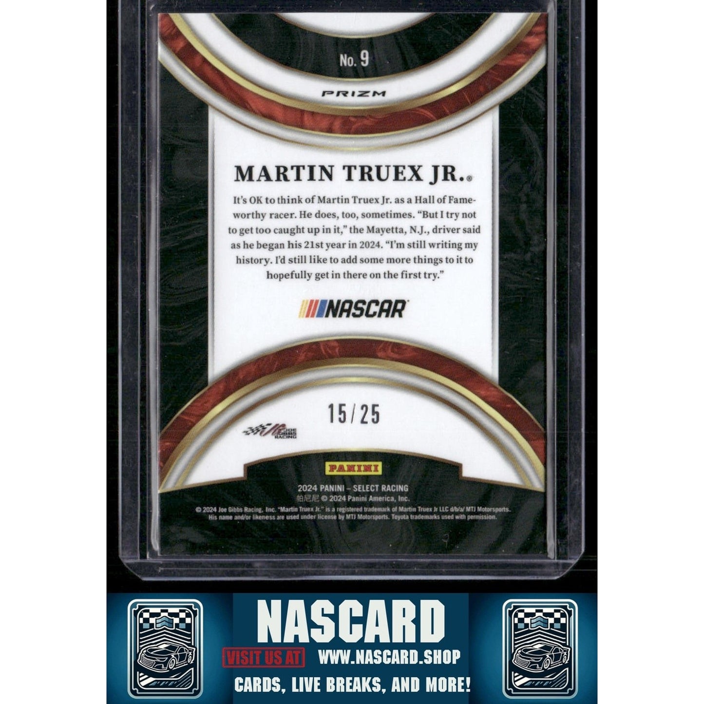 2024 Panini Select #9 Martin Truex Jr. American Pride Tie-Dye Prizms #/25