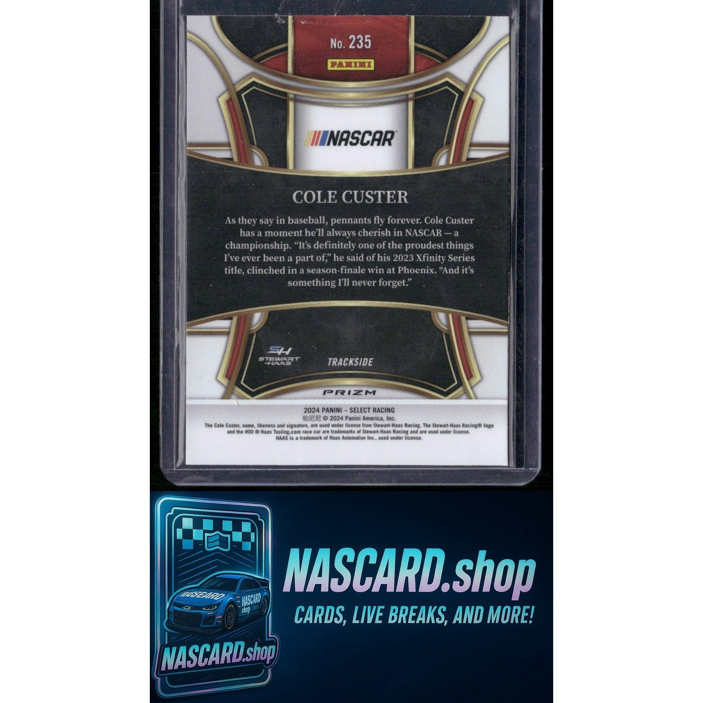 2024 Panini Select Trackside #235 Cole Custer Zebra Prizms