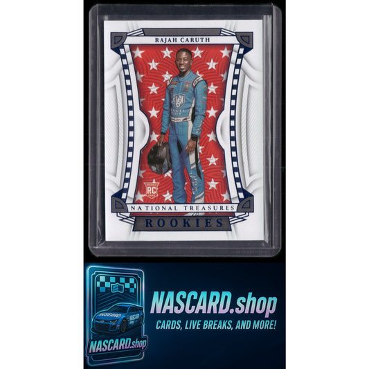 2023 Panini National Treasures #100 Rookies Rajah Caruth Stars and Stripes #/25 - NASCARD.shop