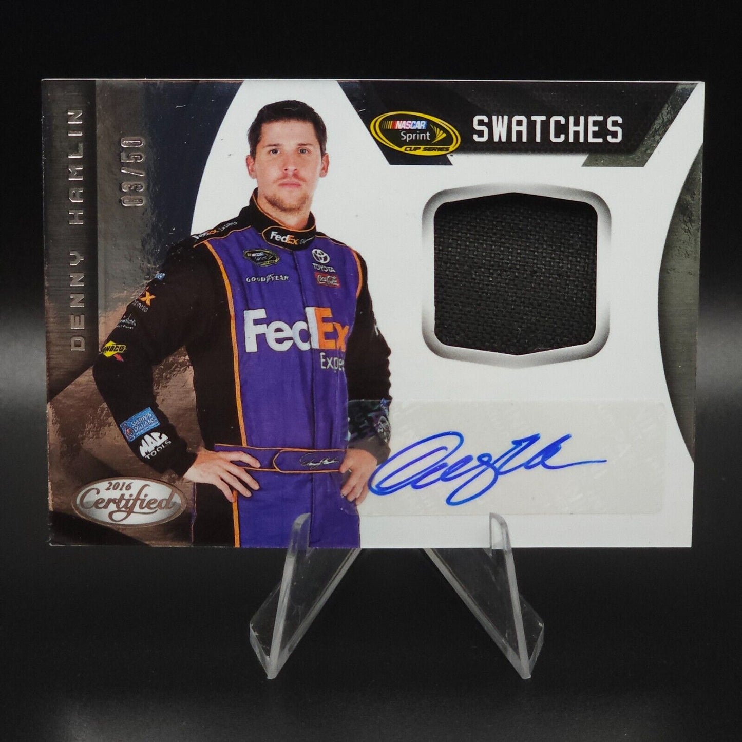 2016 Panini Certified - Sprint Cup Signature Swatches Denny Hamlin /50 (MEM) - NASCARD.shop