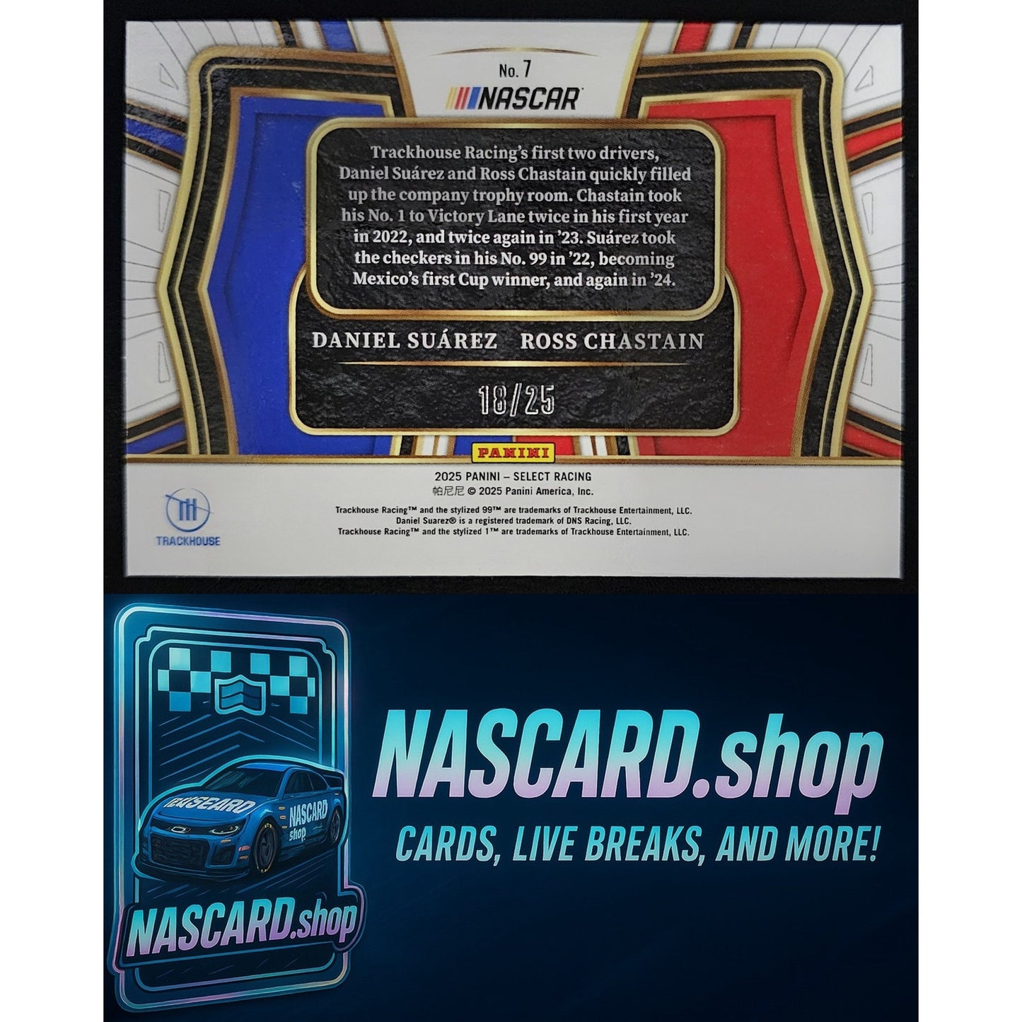 2025 Select Daniel Suarez Ross Chastain Tandem Draft Tie-Dye Prizms #/25