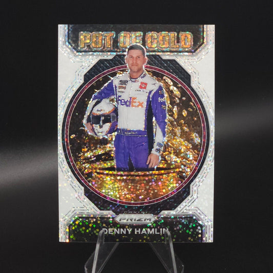 2023 Panini Prizm Racing Pot of Gold Denny Hamlin #PG5 White Sparkle Prizm