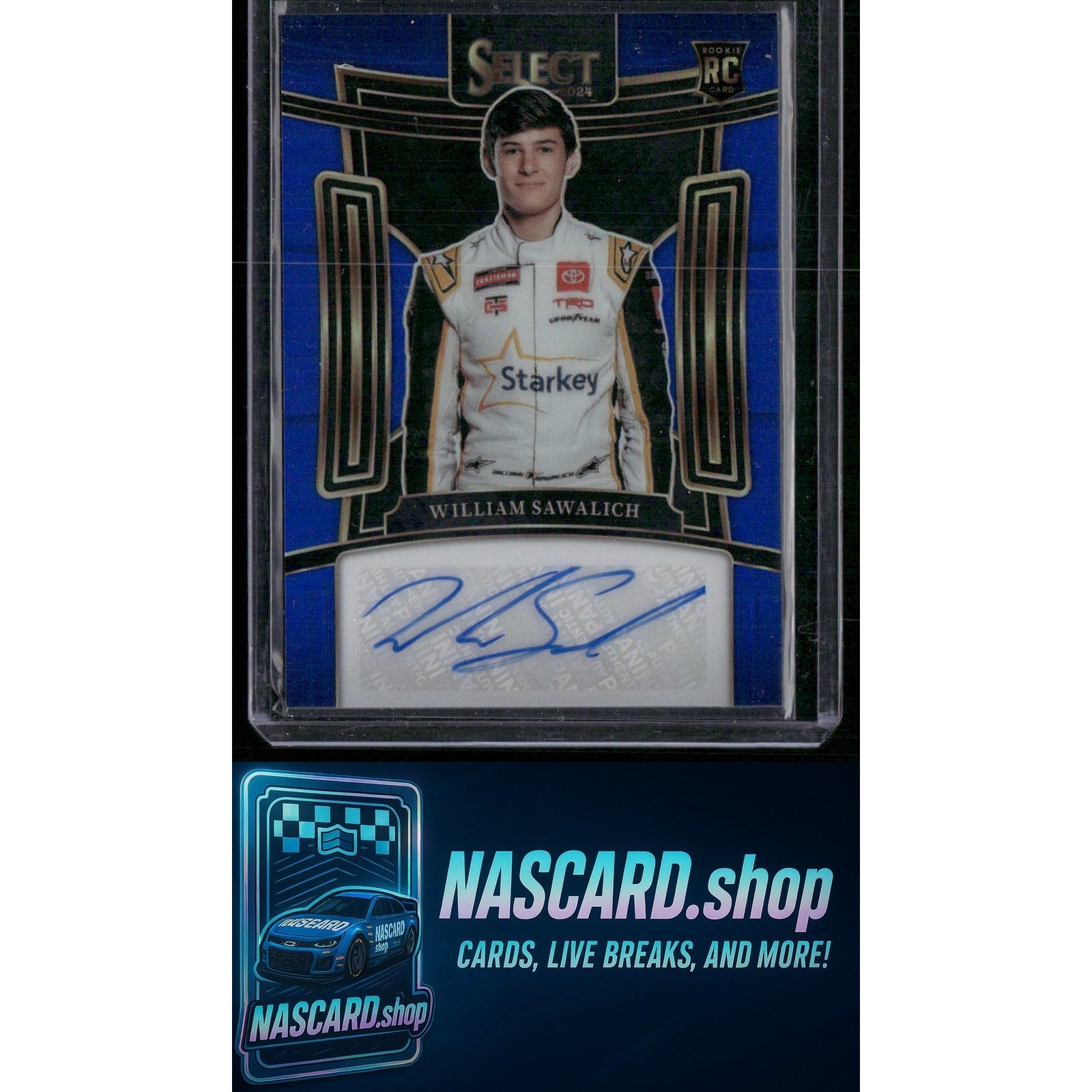 2024 Panini Select #S-WSC William Sawalich Signatures Blue Prizms #/99 (RC) - NASCARD.shop