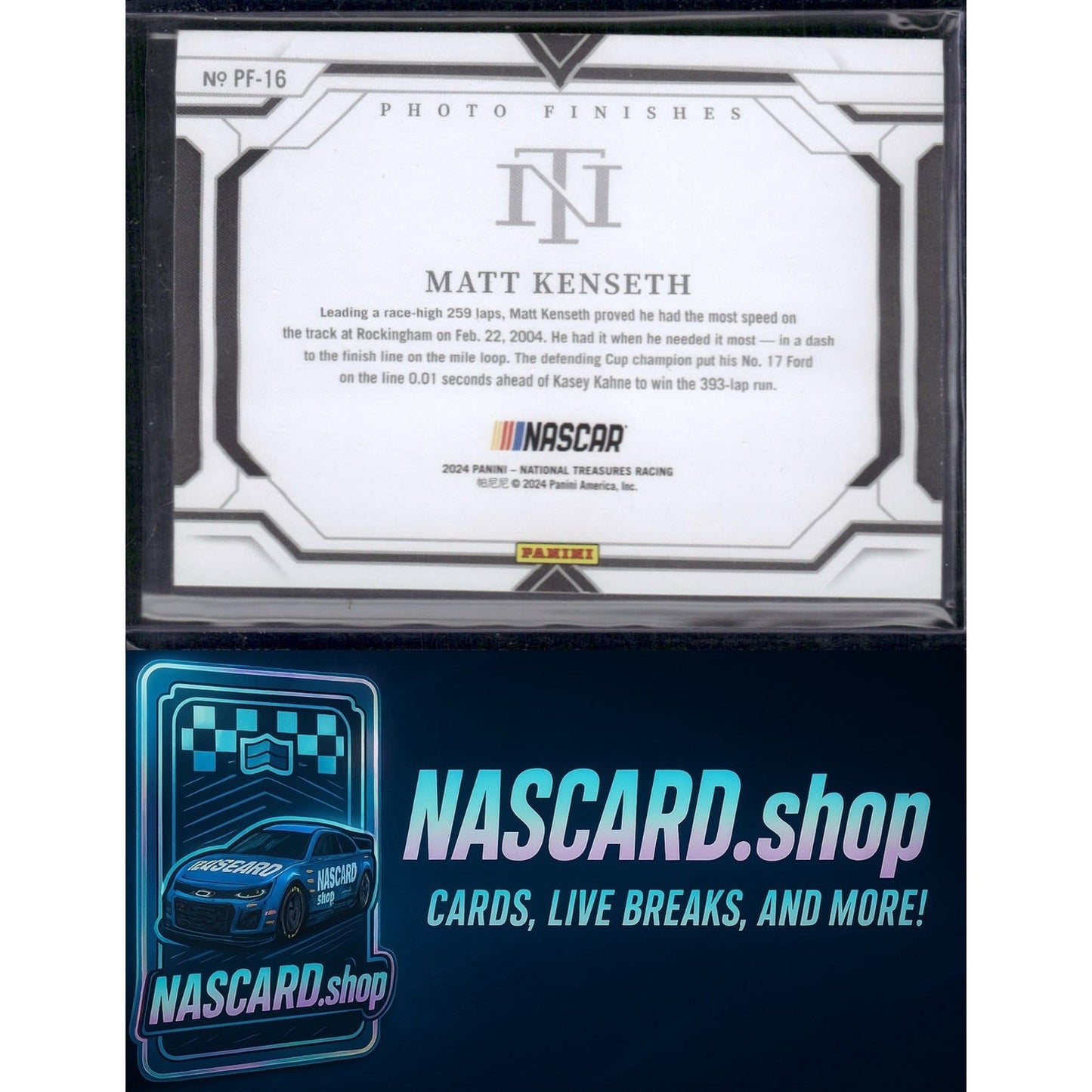 2024 Panini National Treasures Matt Kenseth Photo Finishes Gold Holo #01/10