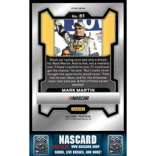 2024 Panini Prizm - Mark Martin #61 White Sparkle Prizm