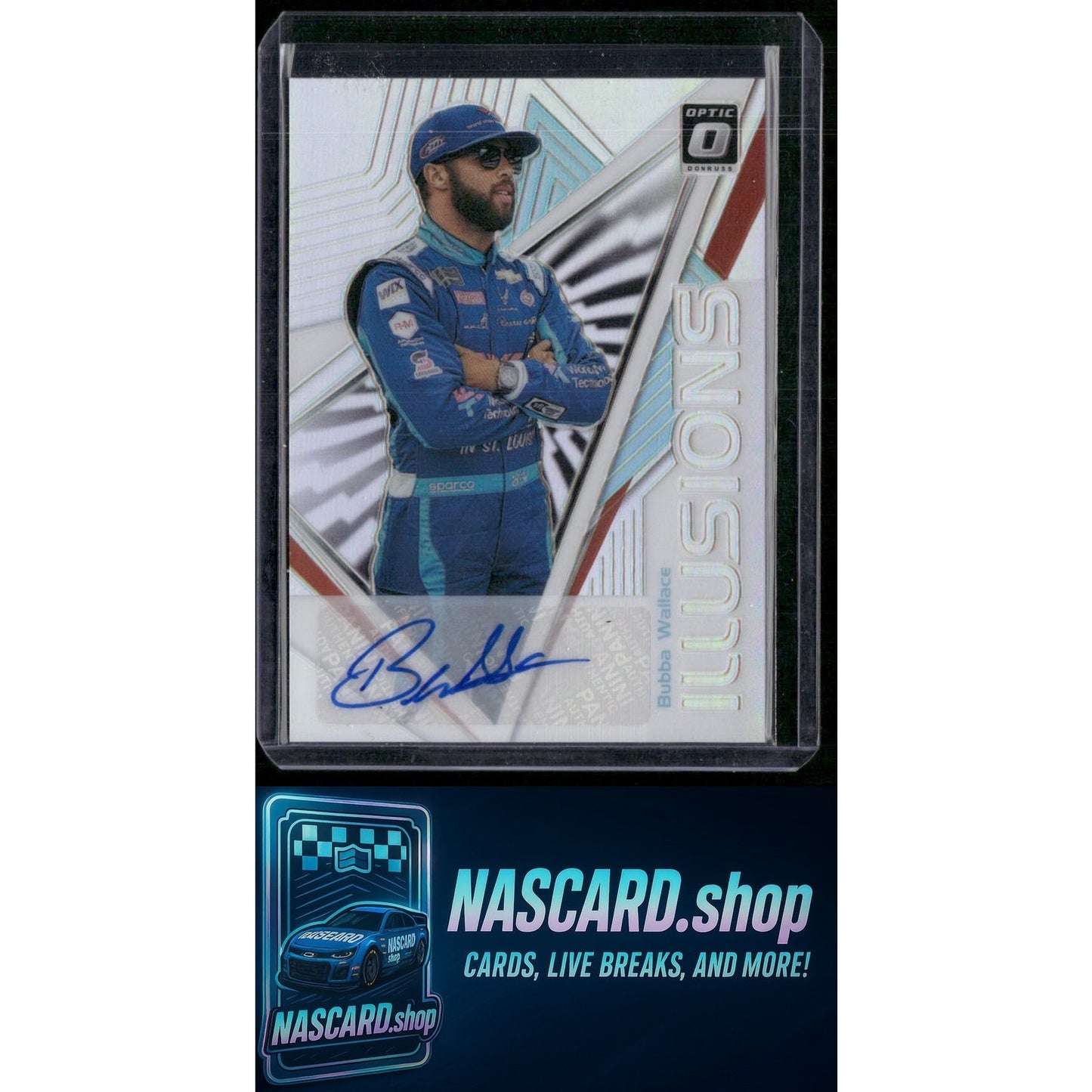 2020 Donruss #IL8 Bubba Wallace Optic Illusions Signatures Holo #/99
