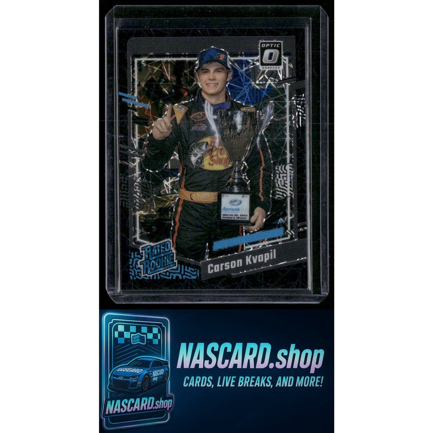 2024 Donruss #96 Carson Kvapil Rated Rookie Optic Black Velocity #/39 - NASCARD.shop
