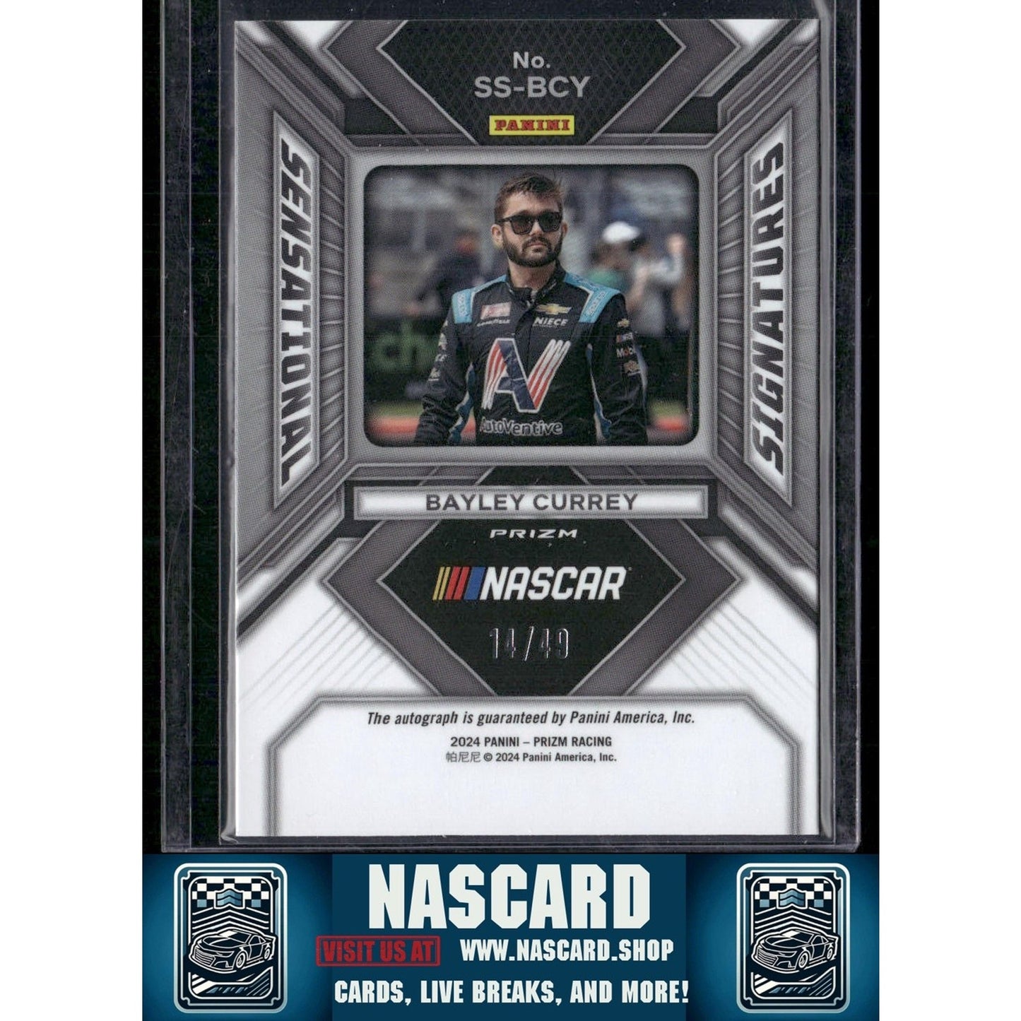 2024 Panini Prizm #SS-BCY Bayley Currey Sensational Signatures Blue #/49 - NASCARD.shop