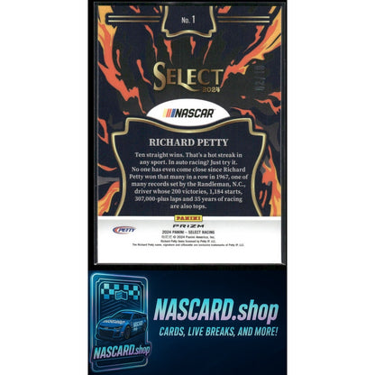 2024 Panini Select #1 Richard Petty En Fuego Gold Flash Prizms /10