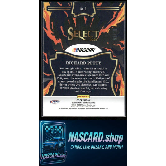 2024 Panini Select #1 Richard Petty En Fuego Gold Flash Prizms /10