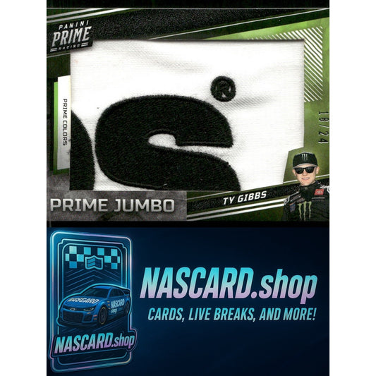 2023 Panini Prime #PJ-TYG Ty Gibbs Prime Jumbo Prime Colors #/24 - NASCARD.shop