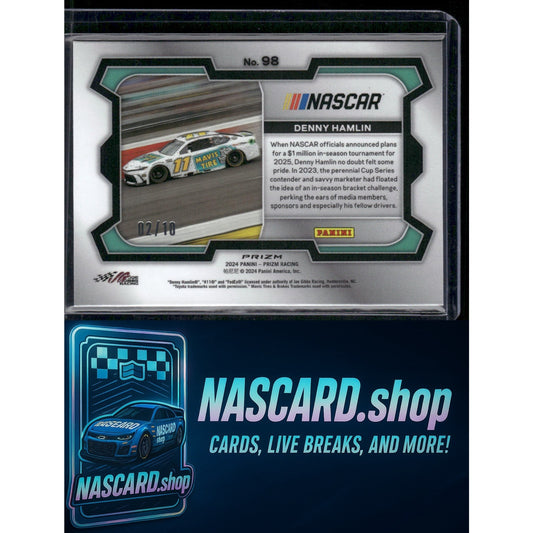 2024 Panini Prizm #98 Denny Hamlin FOTL Blue Shimmer #/10 - NASCARD.shop