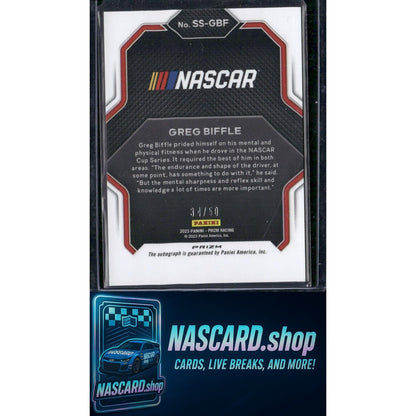 2023 Panini Prizm Greg Biffle Spotlight Signatures Checkered Flag Prizm #/50 - NASCARD.shop