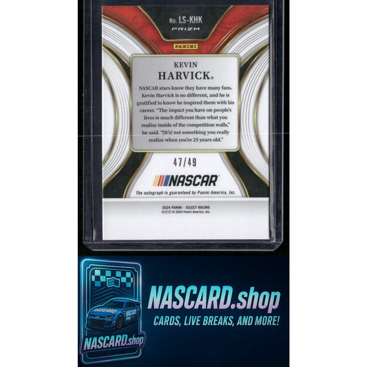 2024 Panini Select #LS-KHK Kevin Harvick Legendary Signatures Blue Prizms #/49