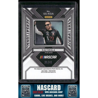 2024 Panini Prizm #SS-KGA Kaz Grala Sensational Signatures Blue #/49 - NASCARD.shop