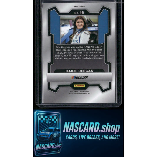 2024 Panini Prizm #16 Hailie Deegan White Sparkle - NASCARD.shop