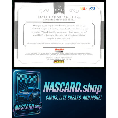 2016 National Treasures Dale Earnhardt Jr Signature Firesuit Materials #5/5 - NASCARD.shop