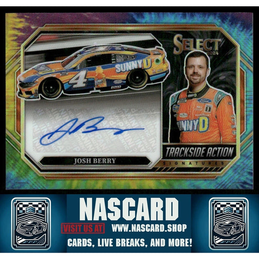 2024 Panini Select Trackside Action Signatures Josh Berry Tie-Dye Prizm /25 (AU)