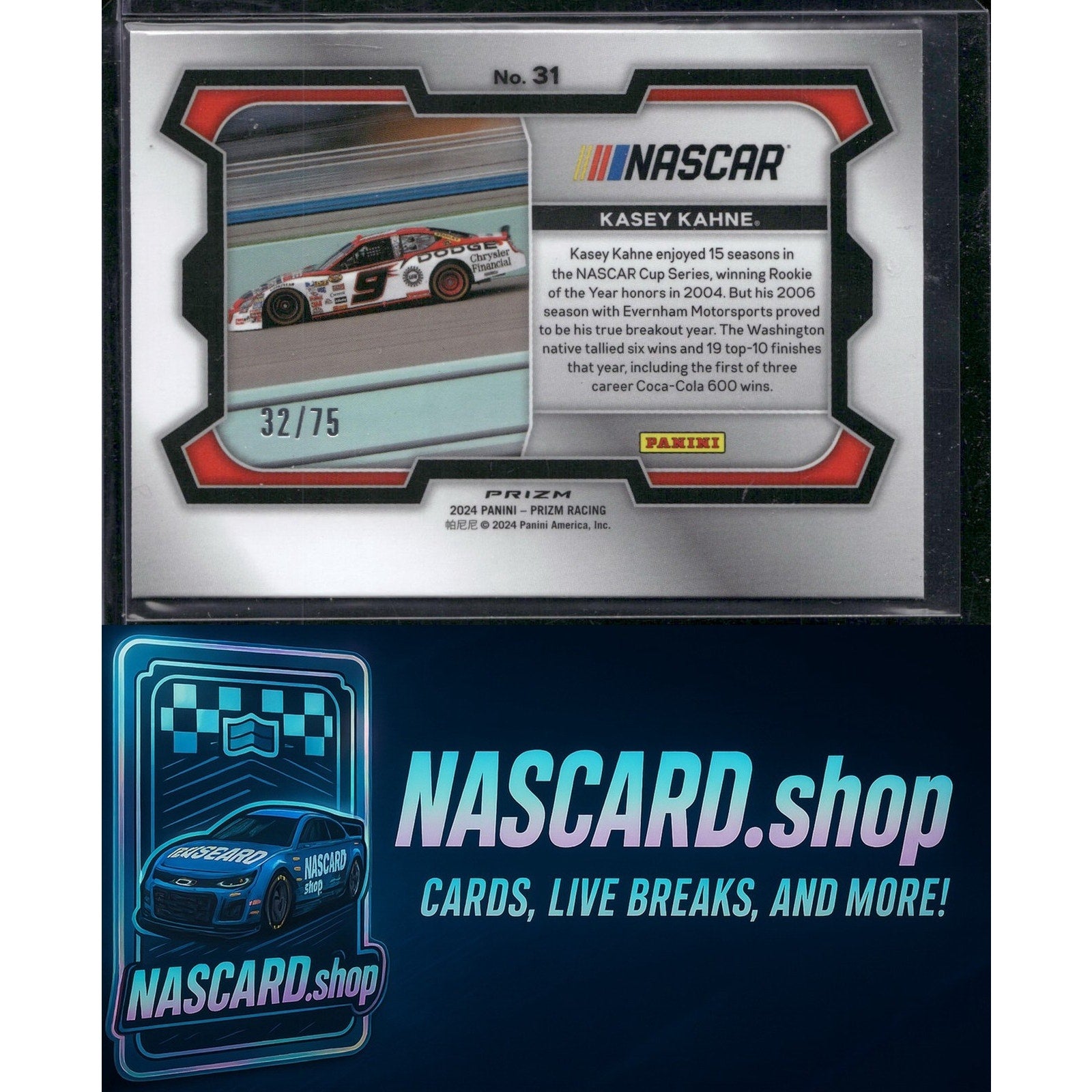 2024 Panini Prizm #31 Kasey Kahne Checkered Flag #/75 - NASCARD.shop