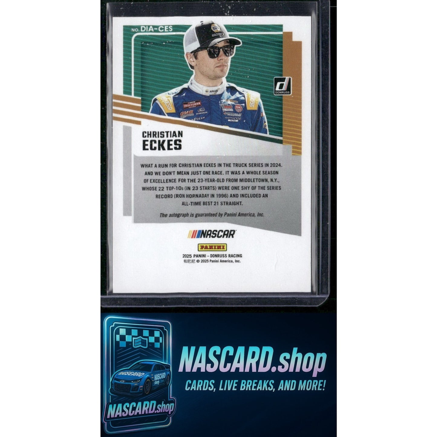 2025 Donruss #DIA-CES Christian Eckes Dialed In Autographs Red Xplosion #/49 - NASCARD.shop