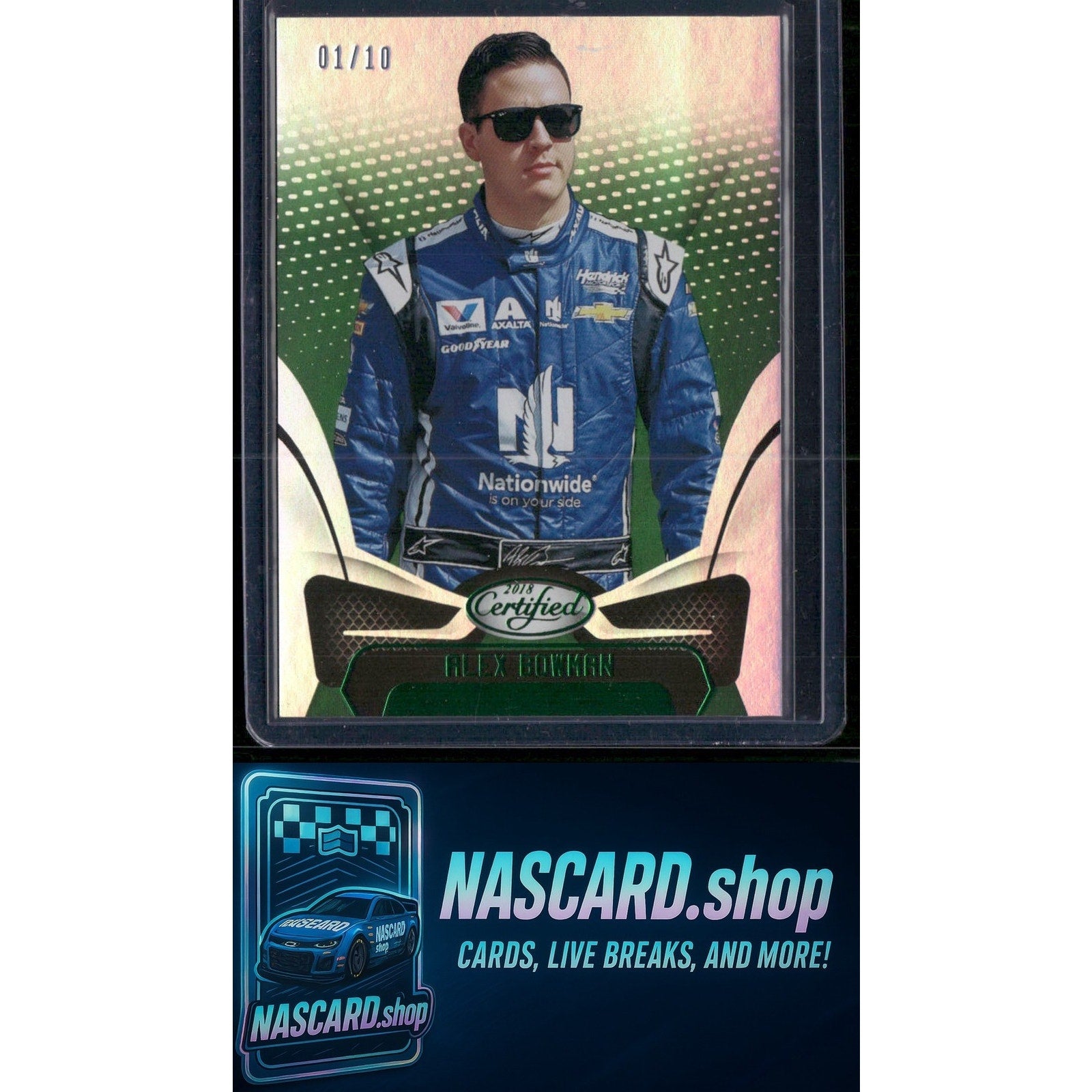 2018 Panini Certified #14 Alex Bowman Green #01/10 - NASCARD.shop