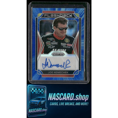 2022 Prizm Joe Nemechek Flashback Autographs Hyper Prizm Blue Carolina Blue #/50