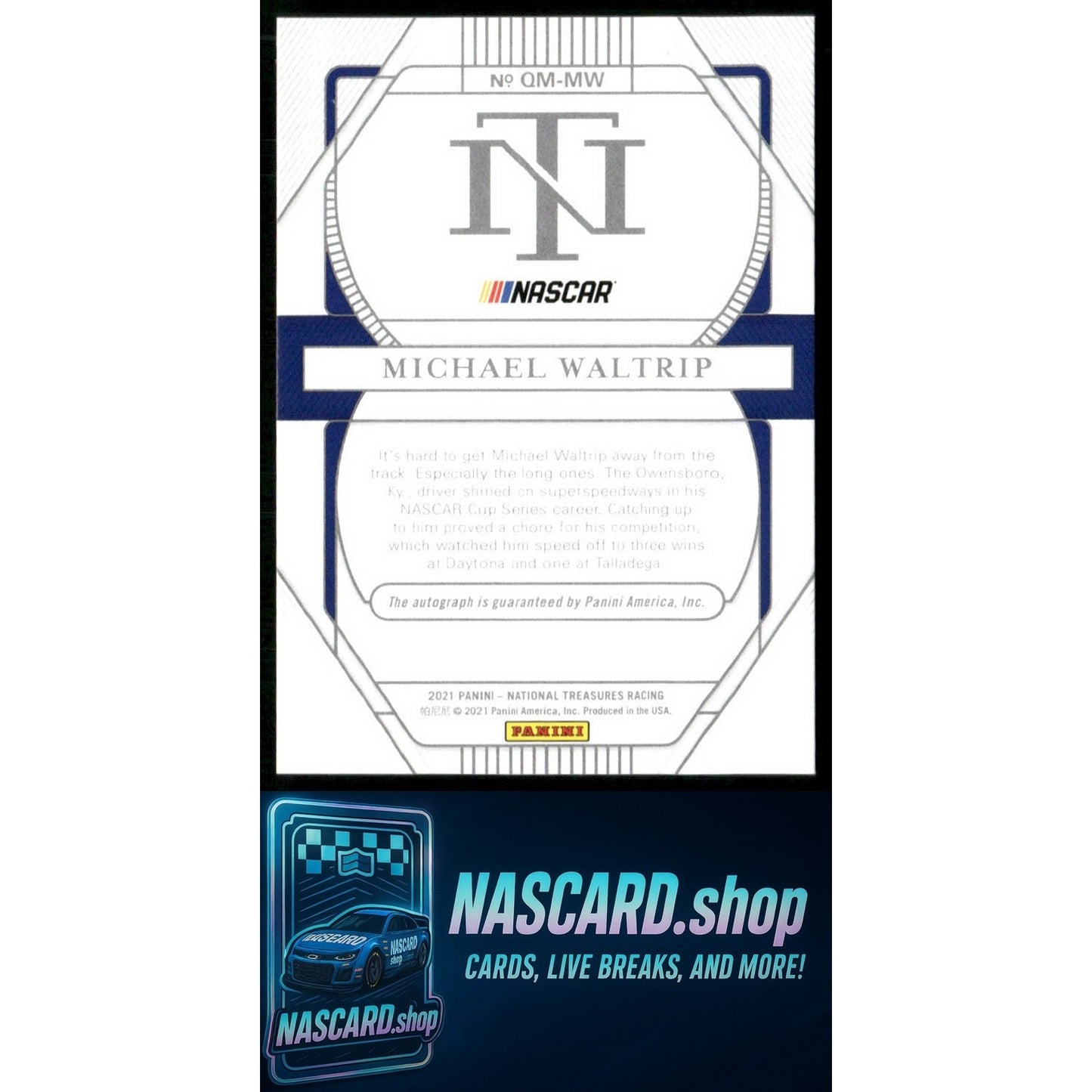 2021 Panini National Treasures #QM-MW Michael Waltrip Qualifying Marks #/99