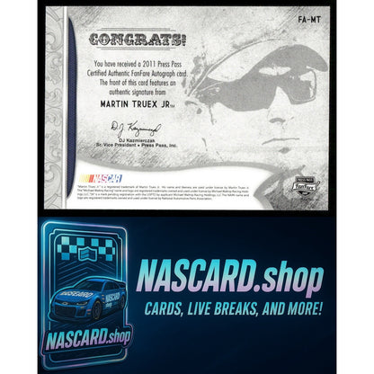 2011 Press Pass Fanfare #FA-MT Martin Truex Jr. FanFare Autographs Gold #/35