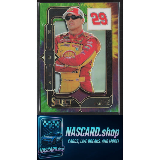 2025 Panini Select #9 Kevin Harvick Select Numbers Tie-Dye Prizms #/25