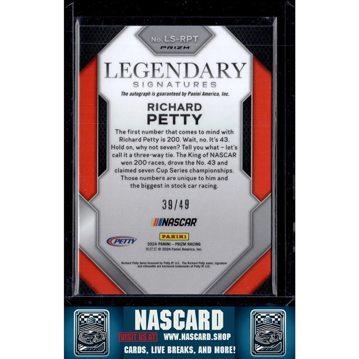 2024 Panini Prizm #LS-RPT Richard Petty Legendary Signatures Red #/49 - NASCARD.shop