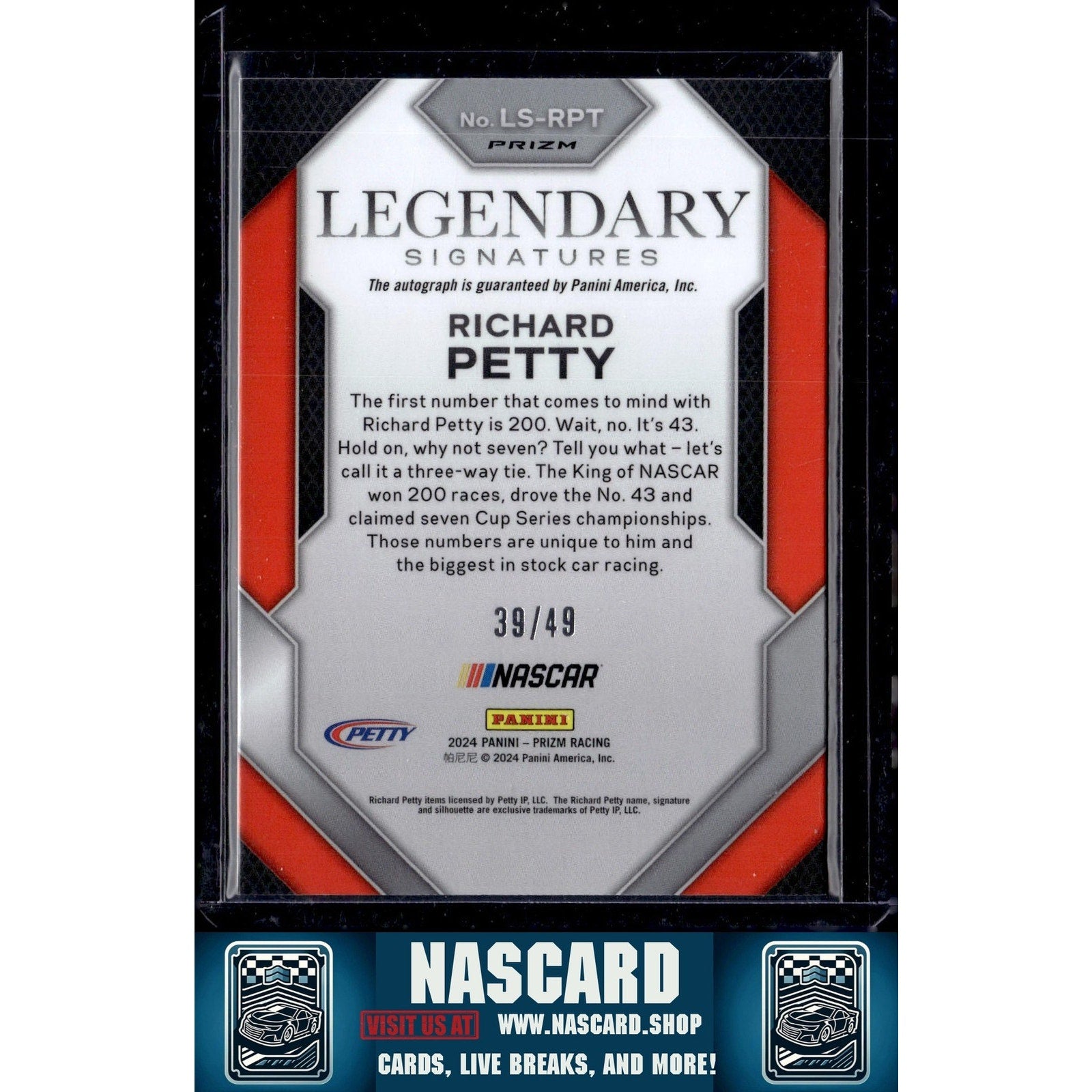 2024 Panini Prizm #LS-RPT Richard Petty Legendary Signatures Red #/49 - NASCARD.shop