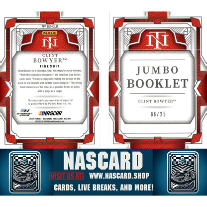 2024 Panini National Treasures #JB-CLB Clint Bowyer Jumbo Booklet Firesuit #/25 - NASCARD.shop