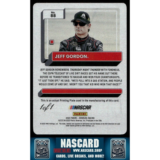 2023 Panini Donruss NASCAR #88 Printing Plate Black Jeff Gordon 1/1
