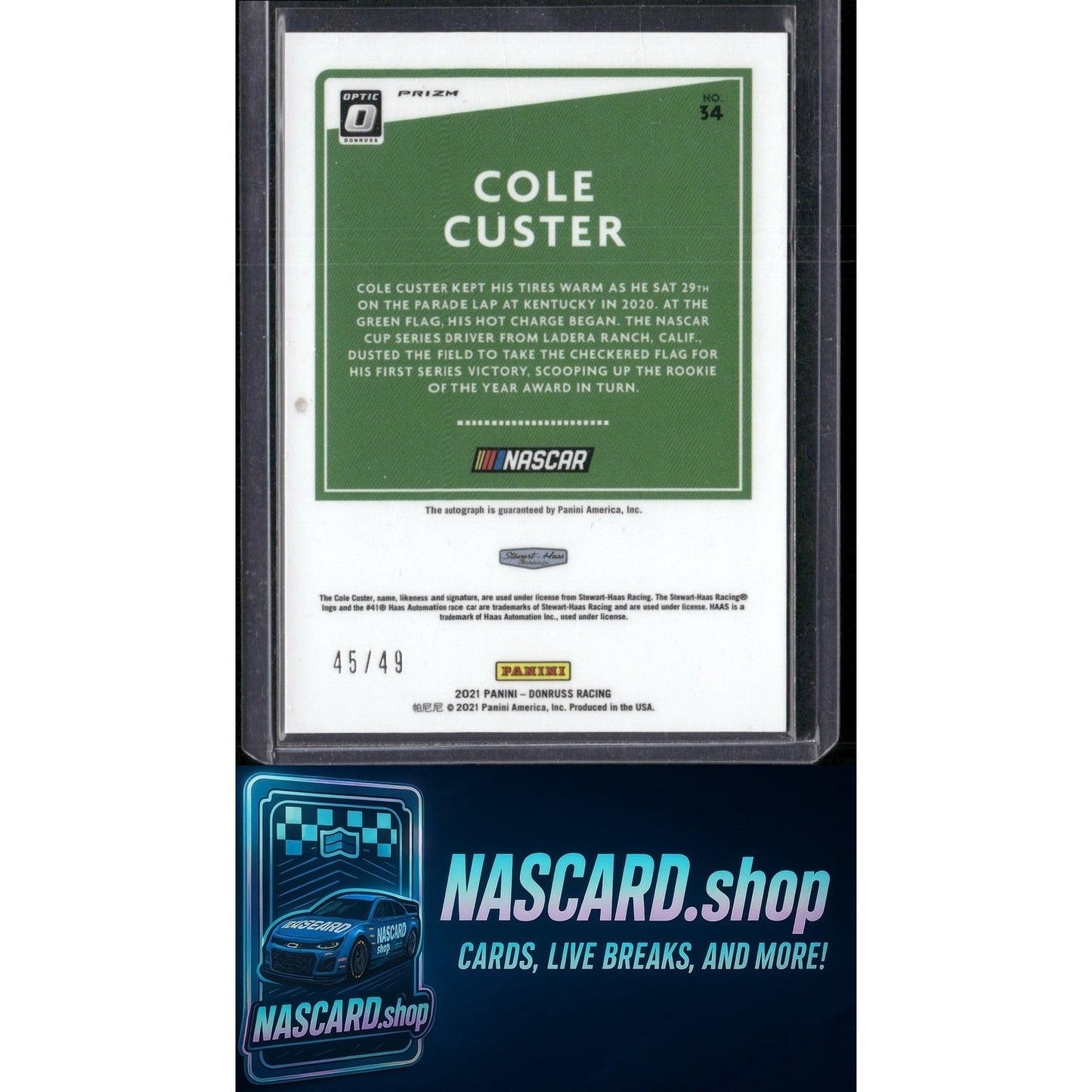 2021 Donruss #34 Cole Custer Optic Signatures Holo #/49