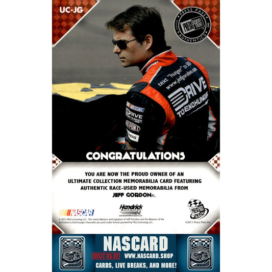 2012 Press Pass #UC-JG Jeff Gordon Ultimate Collection Blue Holofoil #/25