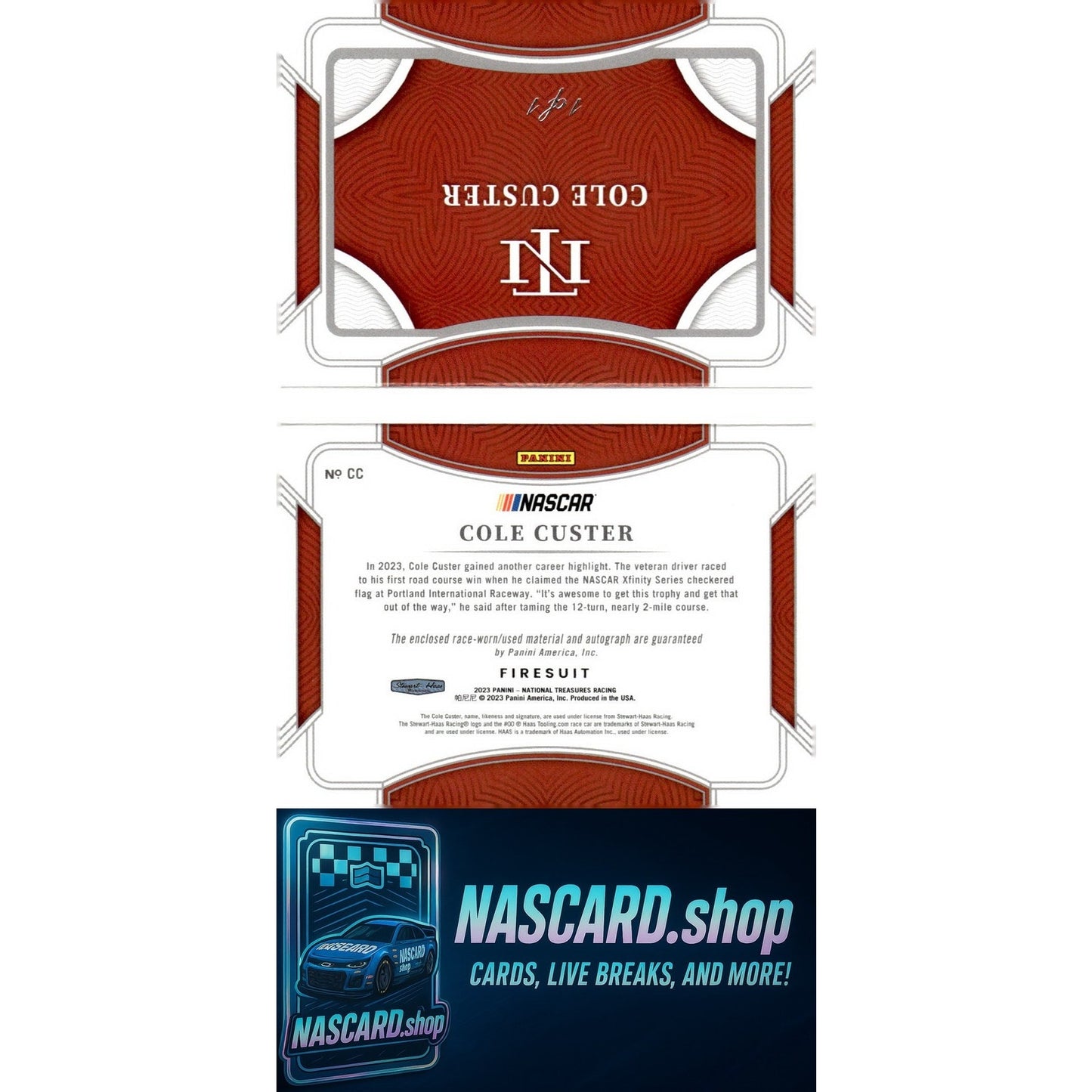 2023 National Treasures Cole Custer Jumbo Firesuit Mobil Patch Booklet #1/1