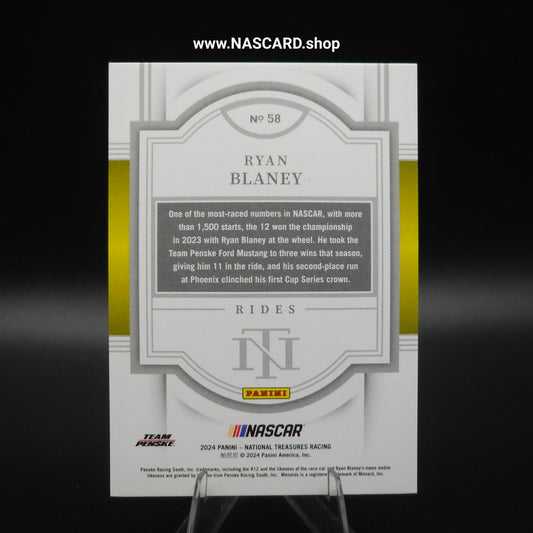 2024 National Treasures Rides #58 Ryan Blaney Holo Silver /25