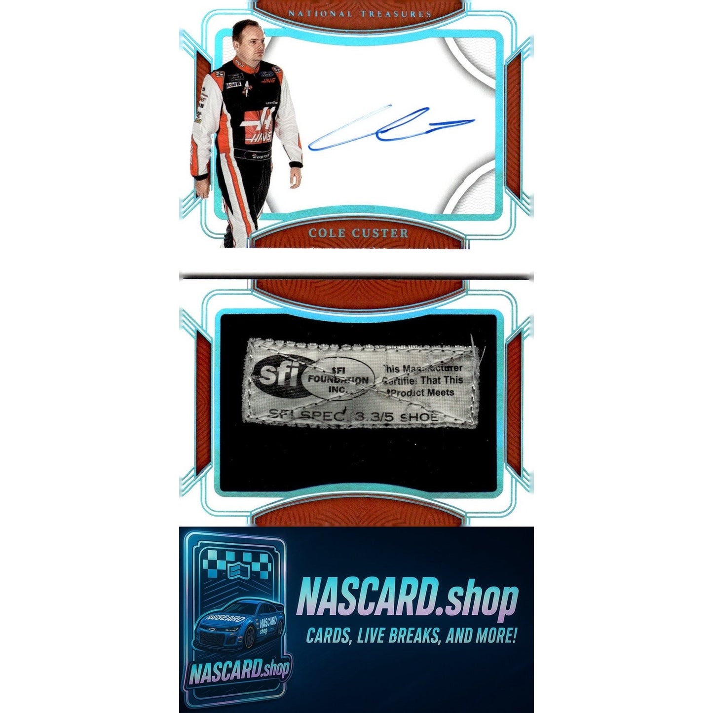 2023 National Treasures Cole Custer Jumbo Shoe Laundry Tag Signature Booklet #/2