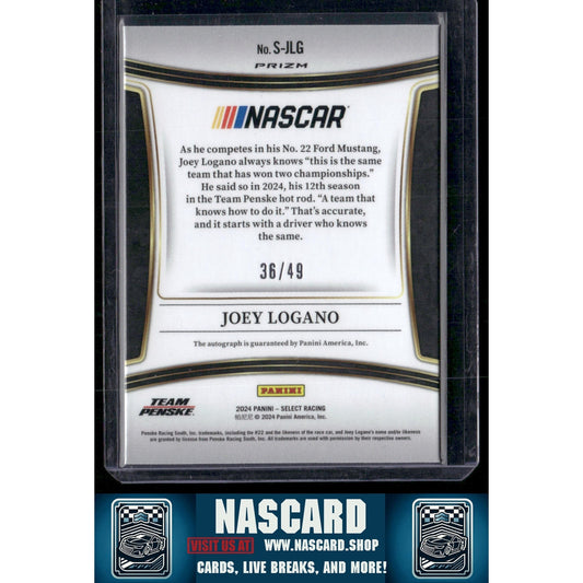2024 Panini Select #S-JLG Joey Logano Signatures Blue Prizms #/49