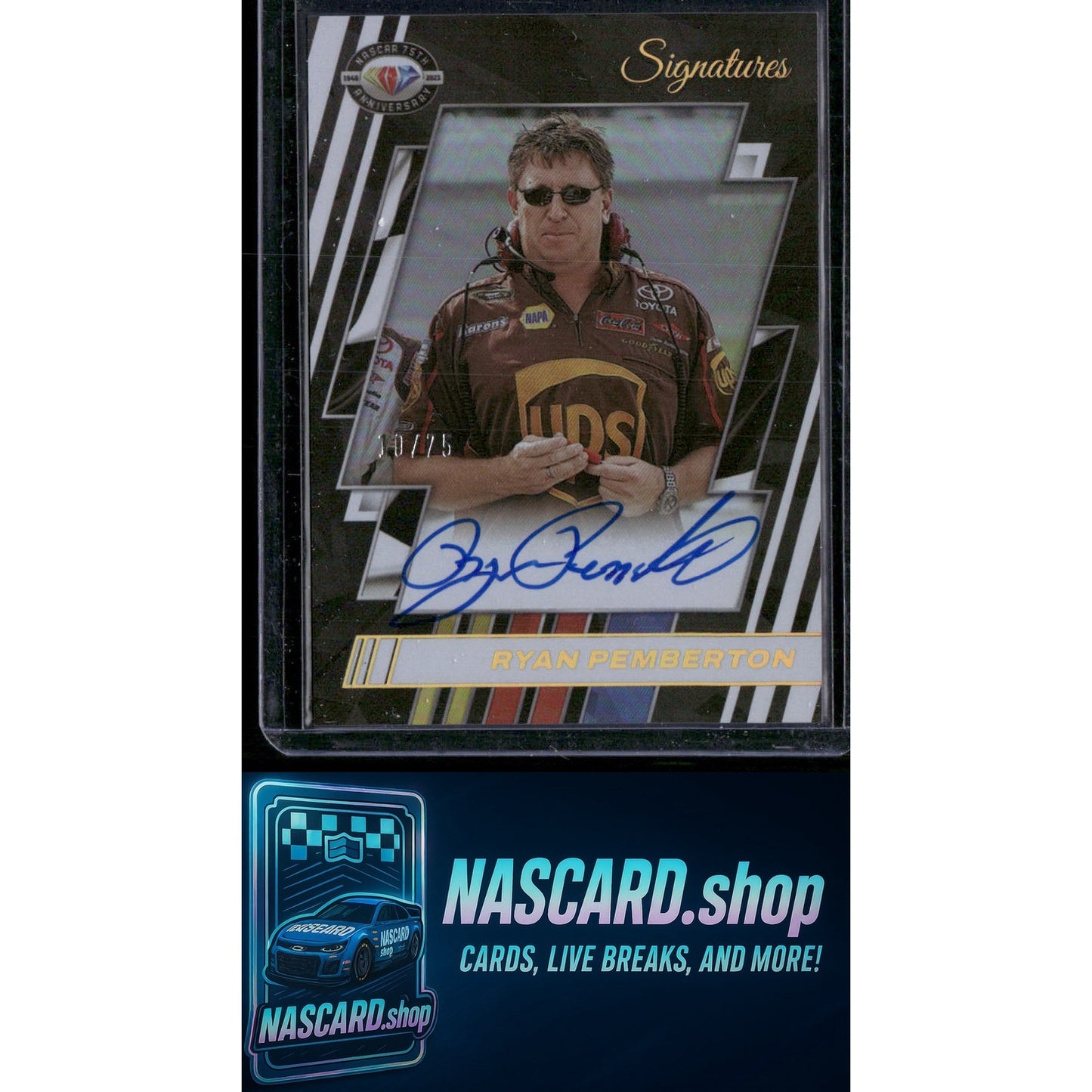 2023 Panini Prizm Ryan Pemberton NASCAR 75th Anniversary Signatures Holo #/75