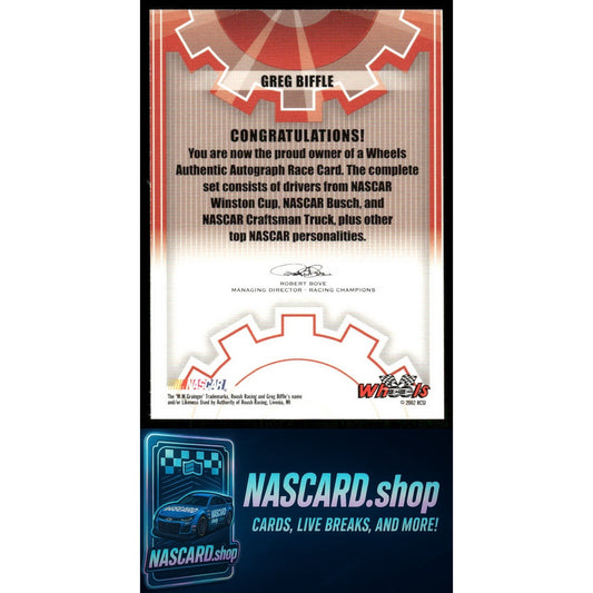 2002 Wheels High Gear Greg Biffle Autographs