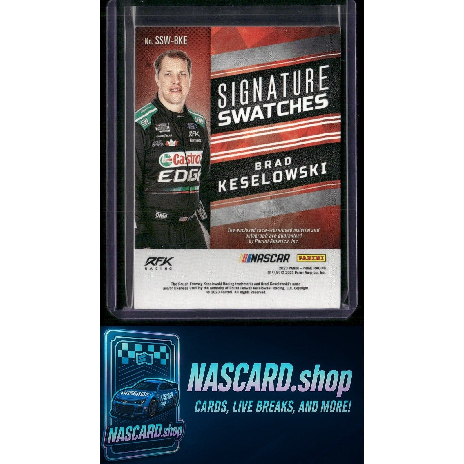 2023 Panini Prime #SSW-BKE Brad Keselowski Signature Swatches #/49 - NASCARD.shop