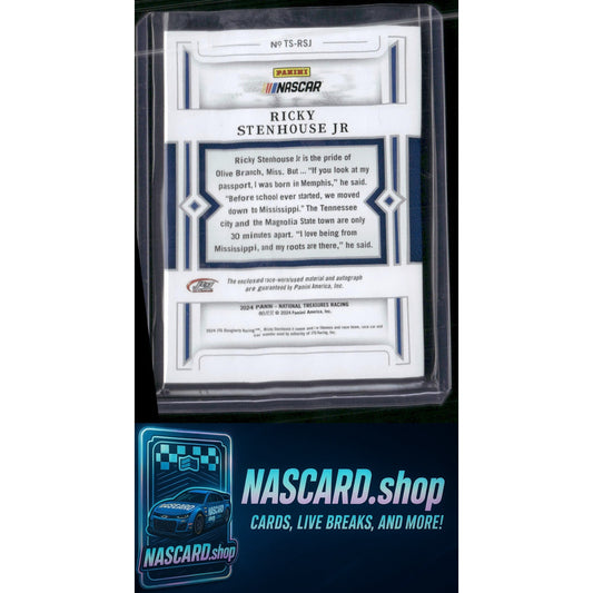 2024 National Treasures Ricky Stenhouse Jr Treasured Swatches Holo Silver #/25 - NASCARD.shop